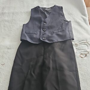 Source Unknown Navy Vest with Black Dress - Girls' Formal Set